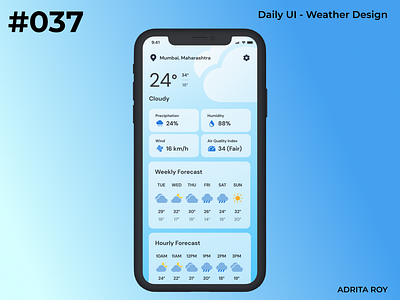 Daily UI 037 - Weather Design app dailychallenge dailyui design figma icons minimal mobile product design ui uiux ux weather weather app