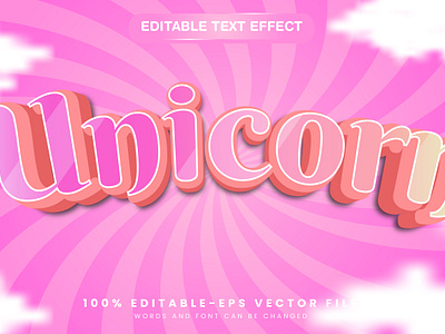 Unicorn 3d editable text style Template drawing