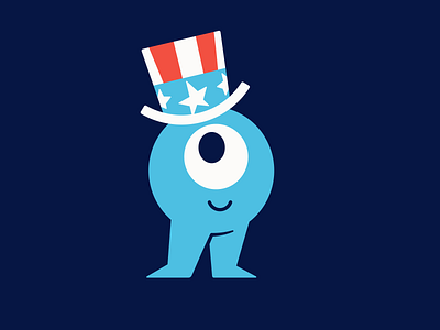 Happy Independence Day! (: 4th of july blue character colorful creature cyclops fireworks hat holiday illustration independence day mascot patriotic summer uncle sam