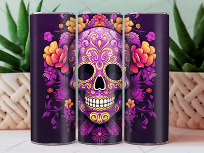 Colored Skull Skinny Tumbler Wrap color image colored tumbler custom design custom tumbler design illustration skinny tumbler skinny vector skull tumbler sublimation tumbler design tumbler sublimation tumbler vector tumbler vector art tumbler warp vector art waterslide tumbler