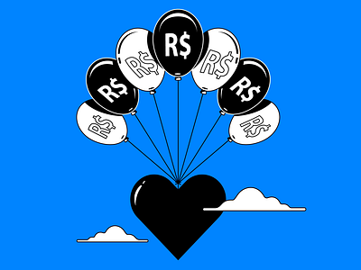 Relatório de Atividades e Impacto Social 2023 (MOL Impacto) balloon heart icon illustration money