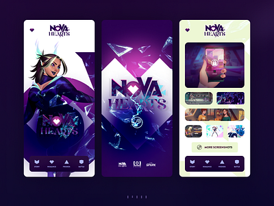 Nova Hearts - Landing Page gallery game game art game design game download landing page lightbulbcrew nova hearts steam landing page visual novel