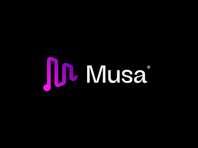 Musa app® Branding app app logo black brand brand identity branding graphic design logo logo design music music app design music logo pink purple song sound ui design visual identity webdesign