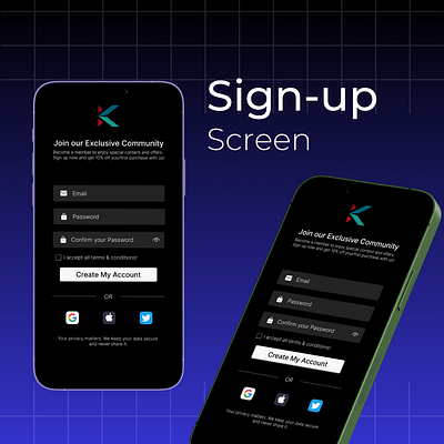 Daily UI Day-03/100: Sign-Up Screen mobile design ui uiuxdesign ux visualdesign