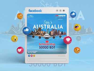 Study in AUSTRALIA | Social Media Design australia banner design facebook design facebook post design instagram design post design scholarship post social media design social media post student agency study abroad post design study abroda study australia study in australia