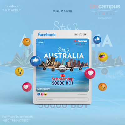 Study in AUSTRALIA | Social Media Design australia banner design facebook design facebook post design instagram design post design scholarship post social media design social media post student agency study abroad post design study abroda study australia study in australia