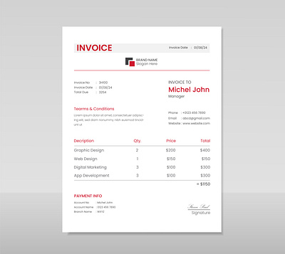 Minimal Invoice Design Template. business invoice design inovice design minimal minimal invoice simple invoice