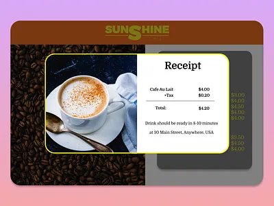 DailyUI #017 - Purchase Receipt cafe coffee dailyui 017 dailyui 17 design purchase receipt ui ui design