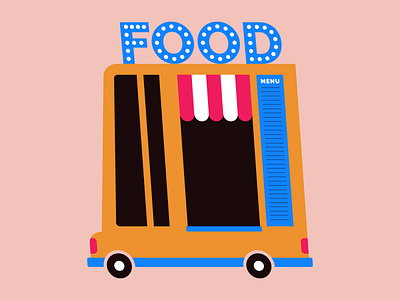 Food Truck blue branding design digitalart food food truck illustration menu orange pink simple vector