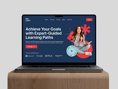 Edu Learn Hero Section Landing Page Concept - EdTech clean college course design desktop edtech education edulearn hero section landing page learning website modern online learning playful school student ui design ux design web design website