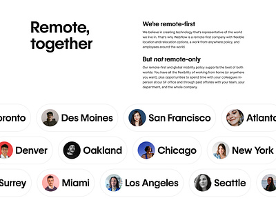 Careers page — Remote, together careers employees remote web design webflow