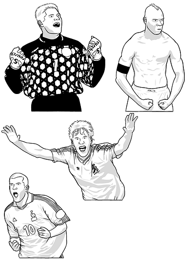 Iconic Euro Moments football illustration poster sketches