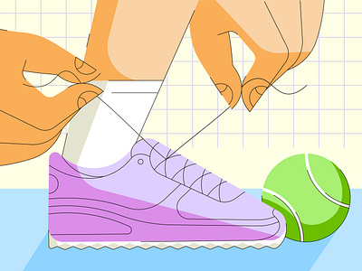 Getting ready 2d branding close up concept design detail illustration player sports tennis ui vector visual