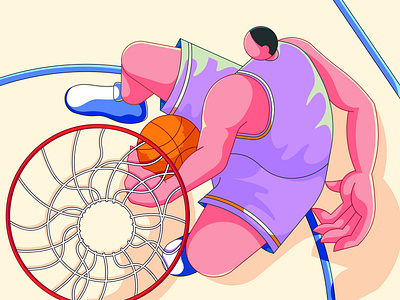 Slam dunk 2d basketball character design dunk graphic design illustration olympics sports top view vector visual