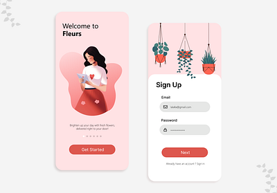 Fleurs App Sign-up Page Design #DailyUI - day1 ui
