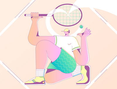 Hit and serve 2d character concept design illustration olympics sports tennis vector visual