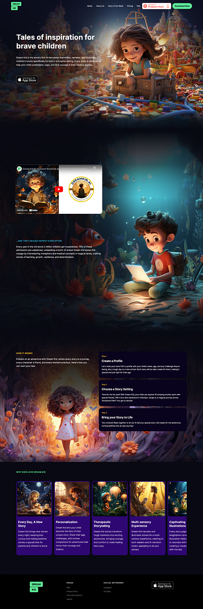 AI Generated Children Stories Website Design ai design midjourney ui ux web design