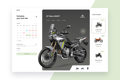 Motorbike Rental calendar motorbike motorcycle rental reservation schedule ui ux