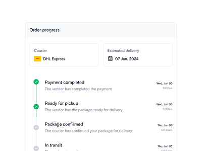 Kólé - Order progress cart courier delivery dhl location map order package payment pickup progress rider track tracking transit