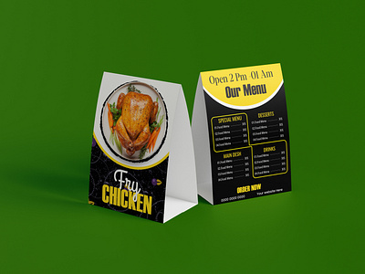 Restaurant Table Tent Design banner banner design branding business cafe desk menu display food label design menu card menu design packaging print restaurant rollup banner showcase table table tent wooden