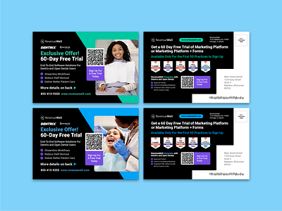 Dentrix and Open Dental Direct Mailers brand brand design branding dental marketing design direct mail graphic design integrations layout design marketing design postcard print design typography