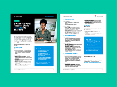 Workflow Integration Tip Sheet brand brand design branding dental marketing design fact sheet graphic design icon layout design logo marketing one pager print design tip sheet typography