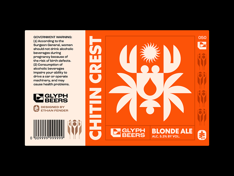 Glyph Beer 50 ale beach beer beer label branding cancer chitin coastal crab crest crustacean icon logo nature ocean omen packaging symbol totem zodiac