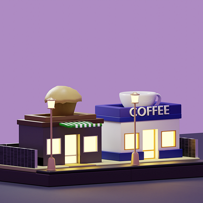 Bakery and Coffee Shop 3d bakery blender3d coffeeshop graphics modelling muffin