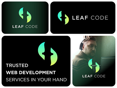 leaf code logo, abstract, app, botanic, botany, bracket automation brand brand identity branding business cloud code code logo code logo design logo design marketing saas saas development saas logo sales software startup tech technology web development