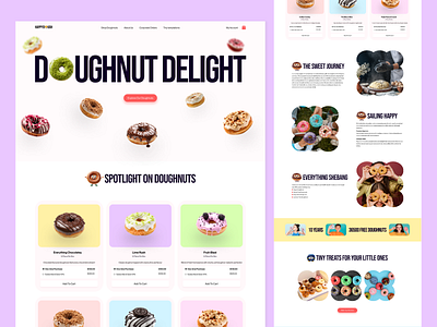 HappyDough- Doughnut Landing Page Design bakery branding cafe daily ui delivery desert donut e commerce food graphic design illustration landing page marketing minimal product design service start up ui uiux design web design