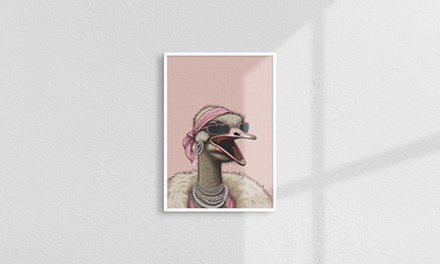 Ostrich Wall Art Printable, Ostrich Acrylic Painting animation branding funky ostrich prints funny ostrich art graphic design logo motion graphics ostrich canvas print ostrich digital print ostrich portrait ostrich sketch ostrich wall art framed wall art emus