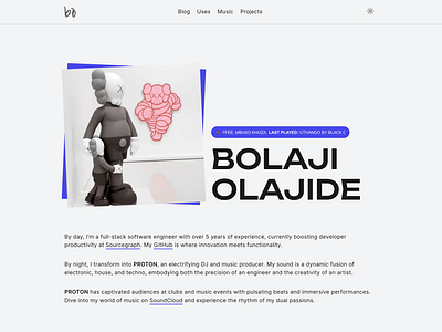 Bolaji Olajide's Portfolio dj engineer music portfolio spotify ui web design