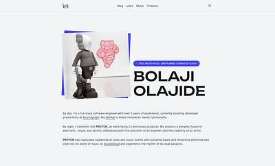 Bolaji Olajide's Portfolio dj engineer music portfolio spotify ui web design