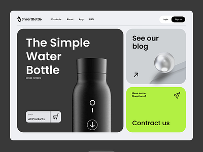 SmartBottle Website Design 2024 bottle e commerce future futuristic landing page minimal minimalistic nayeem smart trending web design website website design