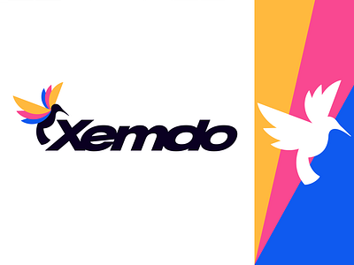 Xemdo logo 2000s branding design humming bird hummingbird logo sebm typography vhs wordmark y2k