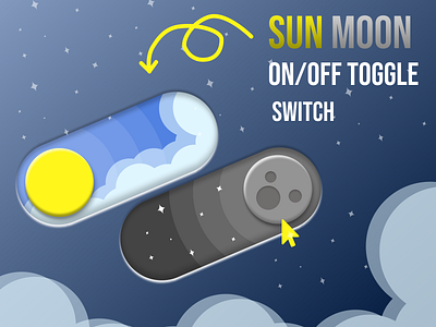 Sun/Moon Toggle Switch With Animation 2024 3d animation animation switch button kit moon motion graphics nayeem sun switch switch kit trending ui ux