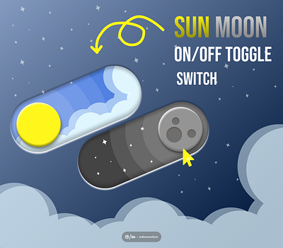 Sun/Moon Toggle Switch With Animation 2024 3d animation animation switch button kit moon motion graphics nayeem sun switch switch kit trending ui ux