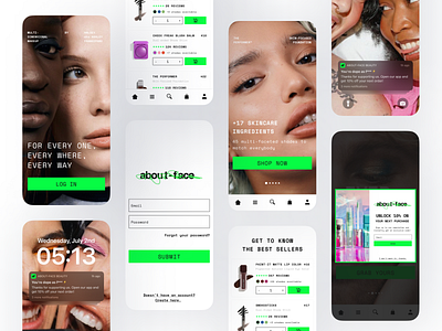 about-face beauty app app beauty design e commerce ui ux