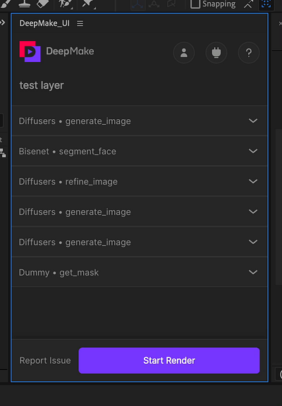Redesign of the DeepMake AfterEffects Extension aftereffects ai dark design editor extension llm panel plugin ui video