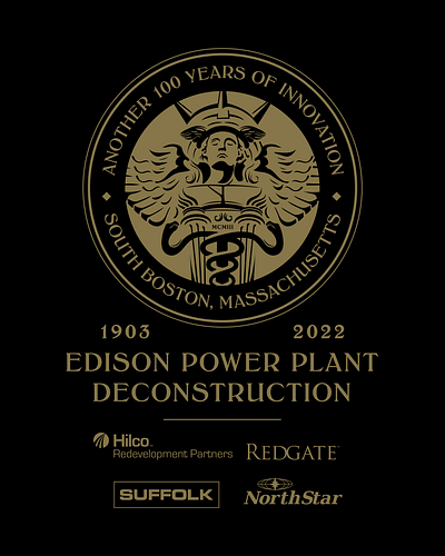 Custom Hoodies for the Edison Power Plant Deconstruction Crew boston branding construction design graphic design hermes logo poster type typography