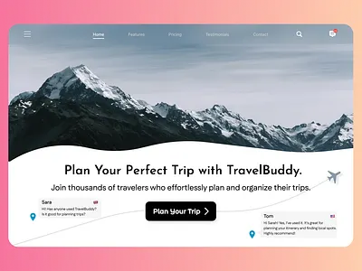 Travel Buddy Website Landing Page landing page travel travel buddy ui