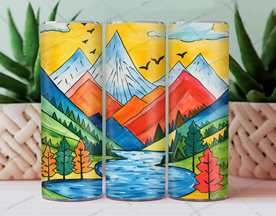 Hand Drawn Mountain Skinny Tumbler Wrap color image custom design custom tumbler design hand drawn illustration mountain tumbler mountain vector photography skinny tumbler skinny vector sublimation tumbler design tumbler sublimation tumbler vector art tumbler warp vector art waterslide tumbler