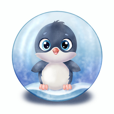 Милый пингвин в новогоднем снежном шаре design graphic design illustration logo прокрейт