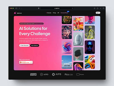 Aghora.ai - AI Image Generator Landing Page ai ai design ai image generator ai landing page ai product app design artificial intelligence dark theme gradient image generator landing page mesh gradient saas ui ui trends user interface web design