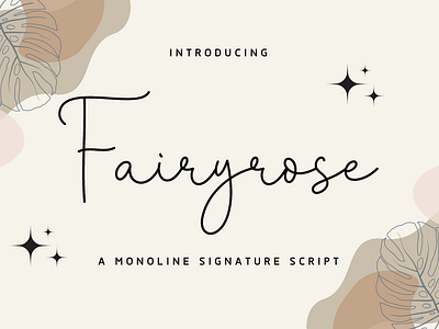 Fairyrose - A Monoline Signature Script curves graphic design