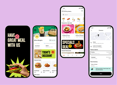 Food Application app design illustration ui ux