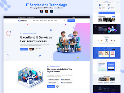 IT Service And Technology creative design design digital agency figma landing page modern web product design responsive design seo landing page ui ux web design
