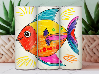 Hand Drawn Fish Skinny Tumbler Wrap color image custom tumbler design fish fish tumbler fish vector art illustration photography skinny tumbler skinny vector sublimation tumbler art tumbler design tumbler sublimation tumbler vector tumbler warp vector art waterslide tumbler