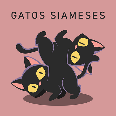 Gatos Siameses - Humor Literal design digital digitalart digitaldrawing illustration