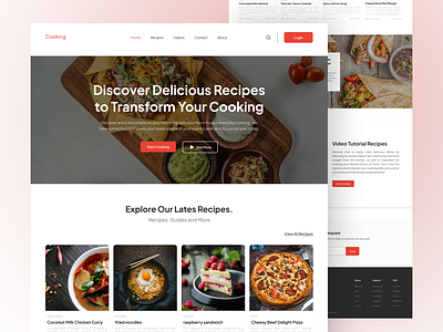 Food Recipe Landing Page Design branding clean cook design food landing page modern recipe ui web website